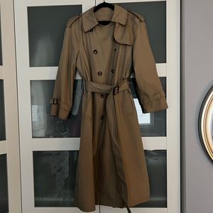 London Fog Maxi Trench Coat Single Breasted Lined w Belt Size 10 Petite
